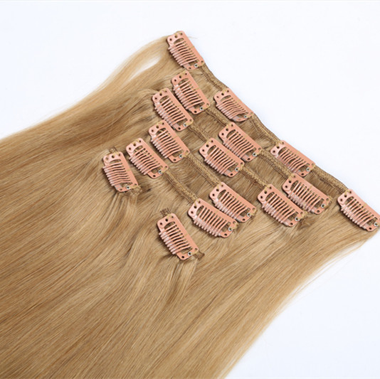 Double drawn virgin remy human cilip in hair extention 100g 120g 140g 200g clip in hair extension HN211